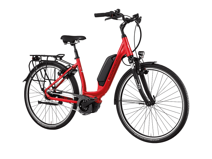 Gudereit EC-3 Tiefeinsteiger | 45 cm | rot glanz | 500 Wh | Unterrohr | Freilauf