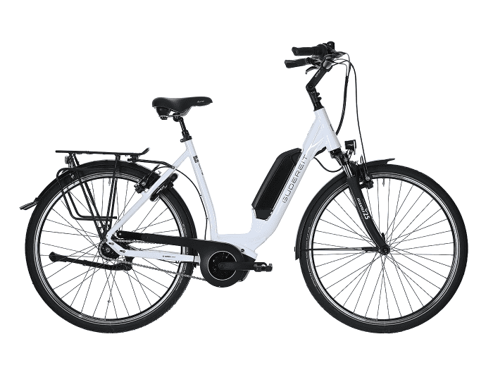 Gudereit EC-3 Tiefeinsteiger | 55 cm | weiß glanz | 400 Wh | Unterrohr | Freilauf