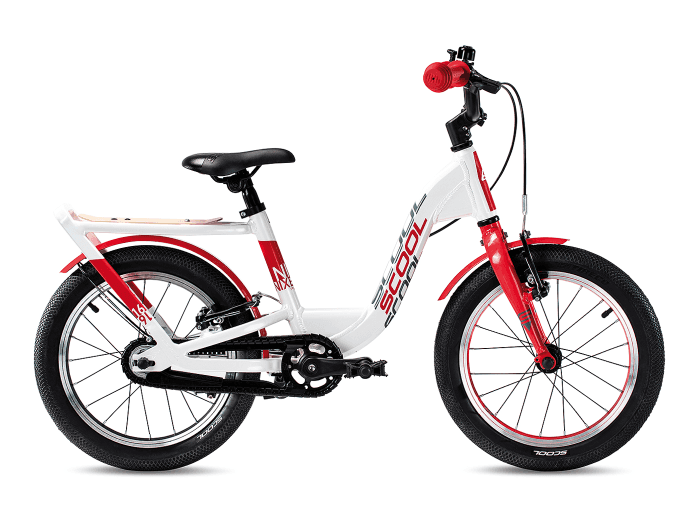 S'COOL niXe EVO alloy 16 1-S pearlwhite / red | Rücktrittbremse